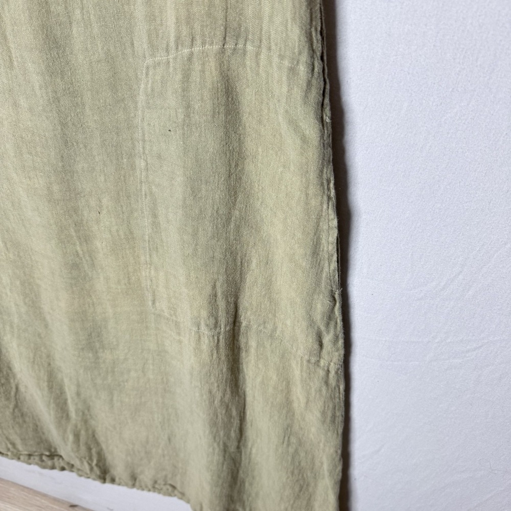 Luna Luz 100% Linen Gauze Dress Sz L Green Lagenlook Pockets‎ Boho Art Artsy - Picture 2 of 11